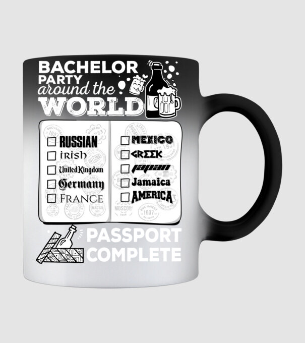 Bachelor Party World tour model negru pe tricou