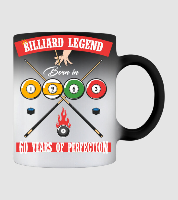 Billiard legend born in 1963 model negru pe tricou