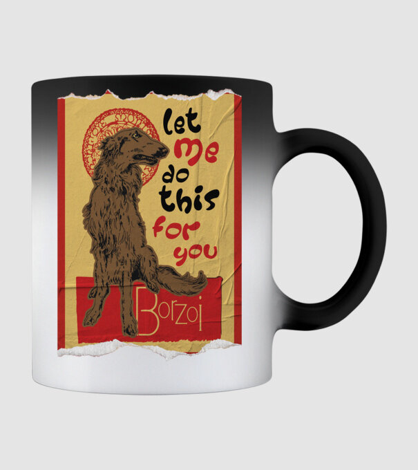 BORZOI retro poster chat noir poster texture model negru pe tricou