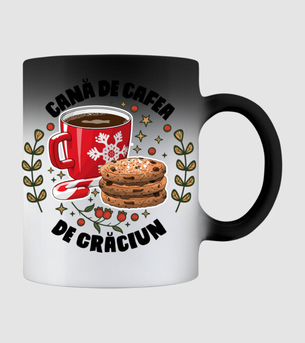 Cană de cafea de Crăciun model negru pe tricou