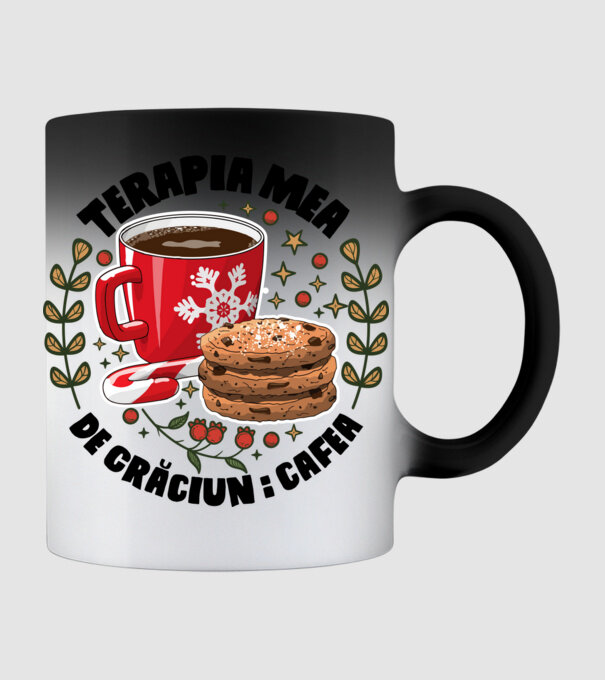 Cană de cafea de Crăciun  model negru pe tricou