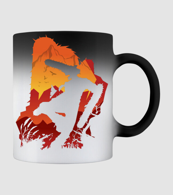Chainsaw man silhouette model negru pe tricou