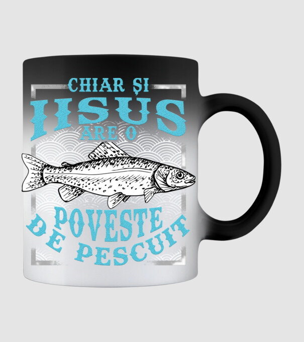 Chiar și Iisus are o poveste de pescuit model negru pe tricou