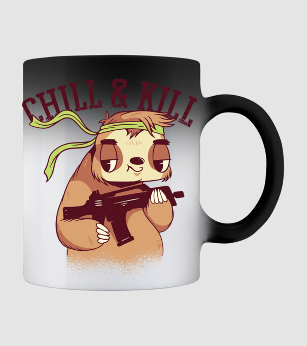 chill and kill model negru pe tricou