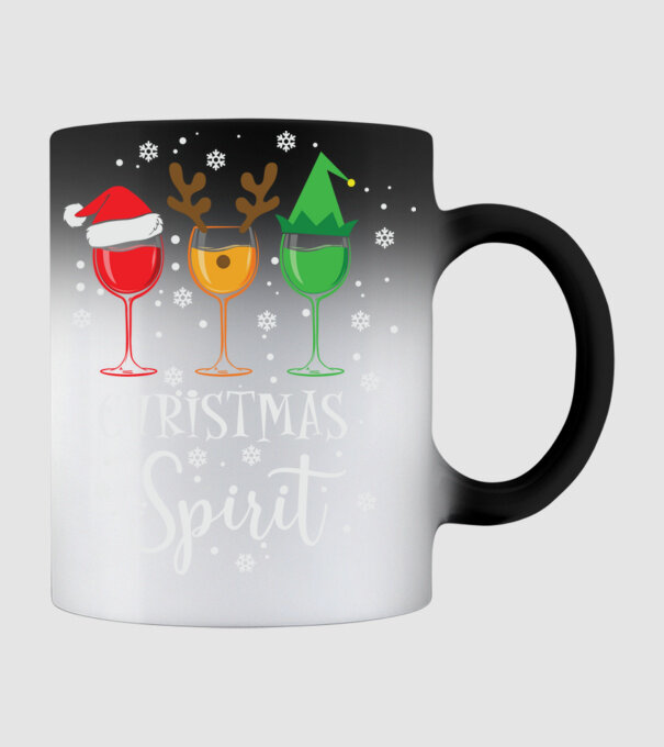 Christmas spirit wine model negru pe tricou