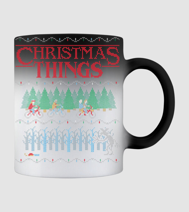 christmas things ugly sweater model negru pe tricou