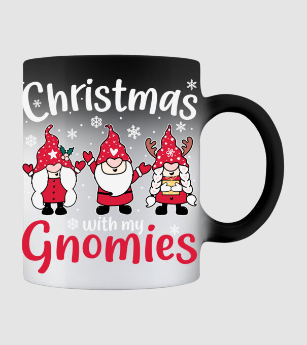 Christmas with my gnomies model negru pe tricou