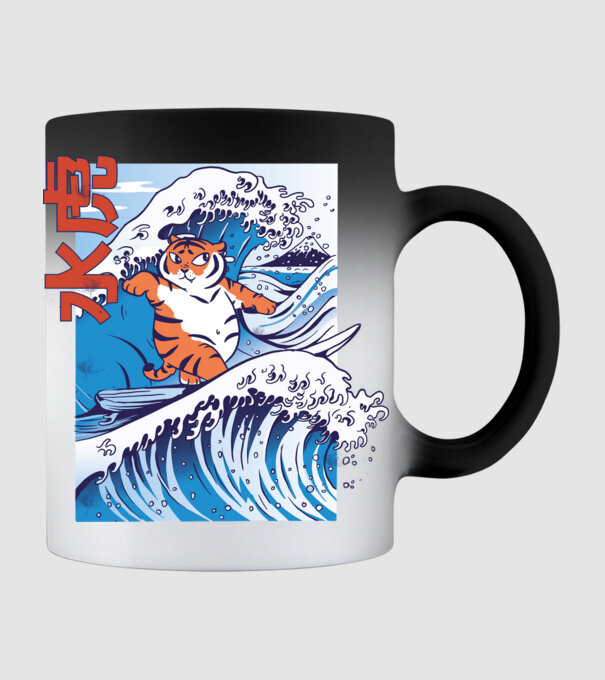 Chubby Surfer Tiger model negru pe tricou