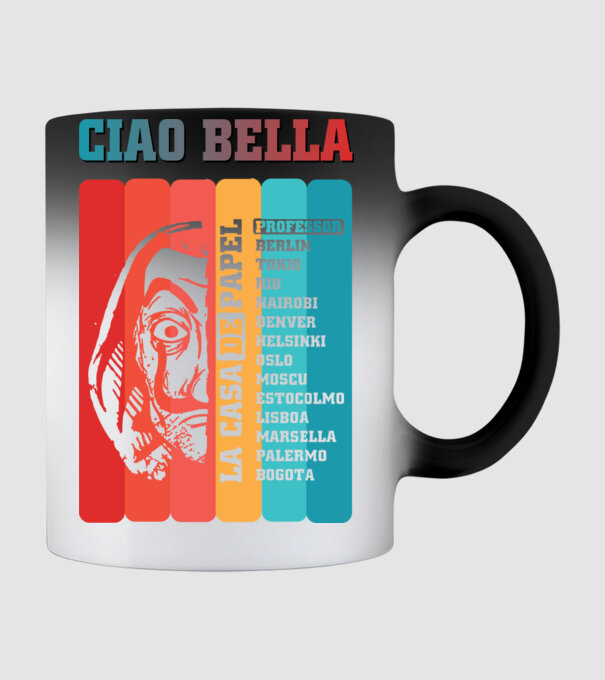ciao bella retro model negru pe tricou