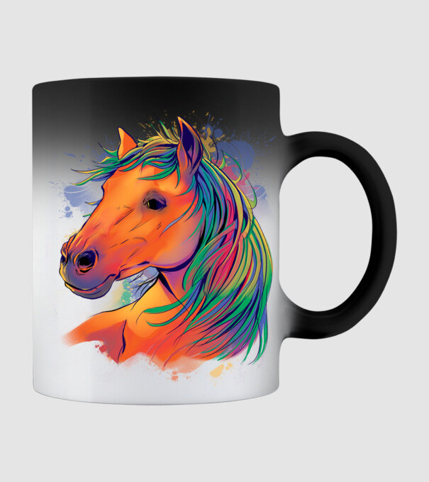 Colorful Horse model negru pe tricou
