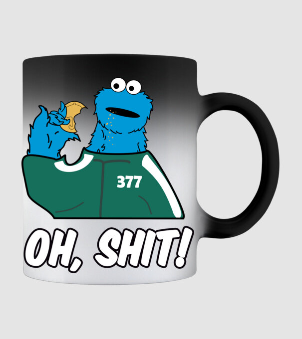 cookie monster squid game parody model negru pe tricou