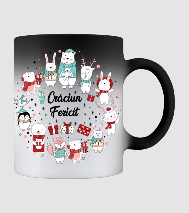 Crăciun Fericit model negru pe tricou