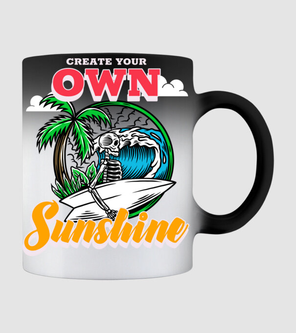 Create your own sunshine surfer skeleton model negru pe tricou