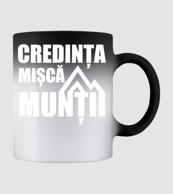 Credința mișcă munții model negru pe tricou