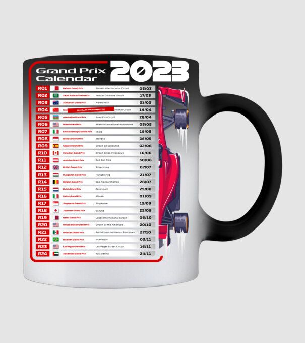 F1 Calendar TBA model negru pe tricou