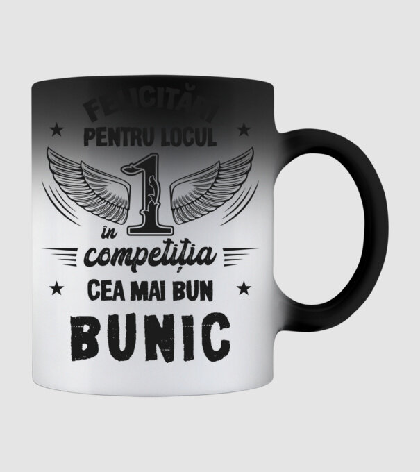 Felicitări pentru locul 1 în competiția Cel mai bun bunic! model negru pe tricou