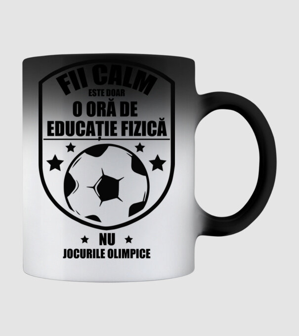 Fii calm, este doar o oră de educație fizică model negru pe tricou