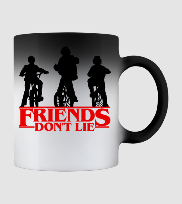 friends dont lie bicycle model negru pe tricou
