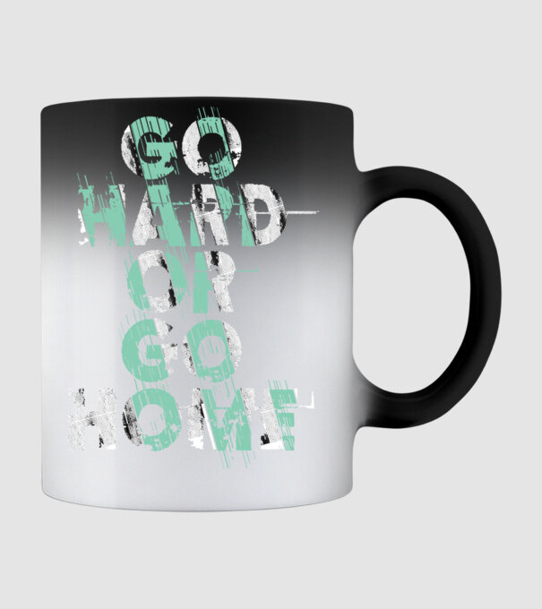 Go Hard or Go Home model negru pe tricou