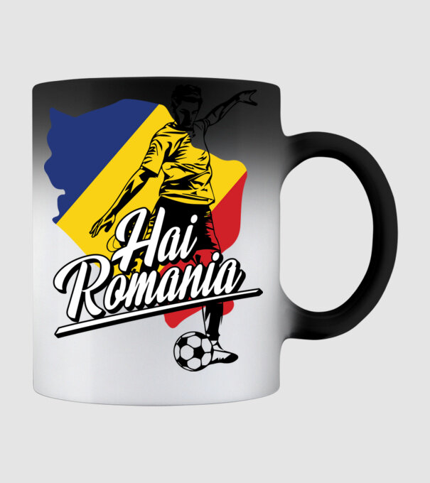 Hai romania fotbal model negru pe tricou
