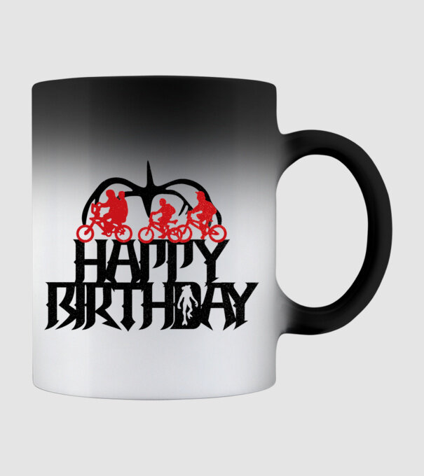 happy birthday stranger things model negru pe tricou