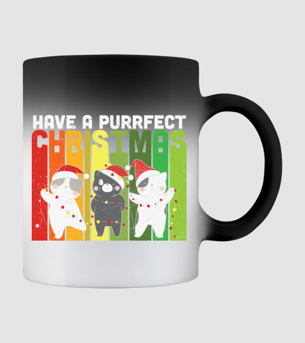 Have a purrfect christmas model negru pe tricou