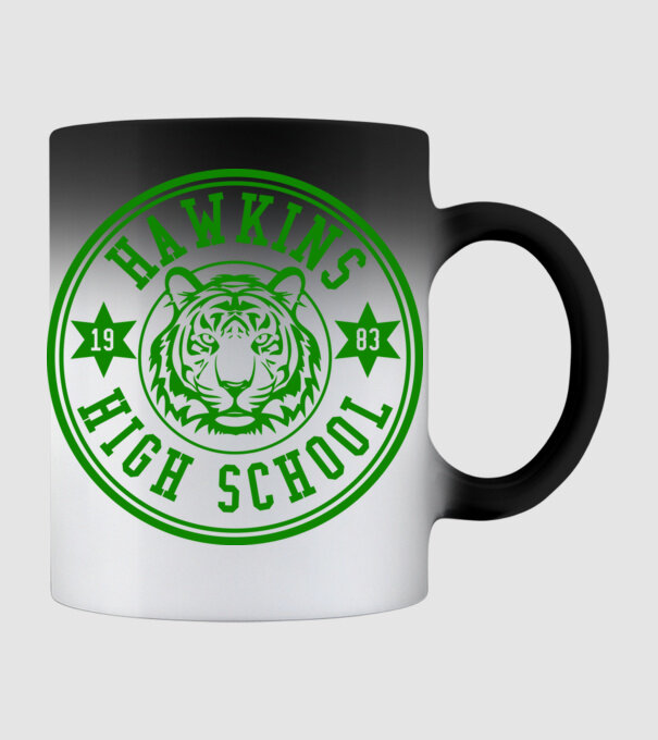 hawkins high school model negru pe tricou