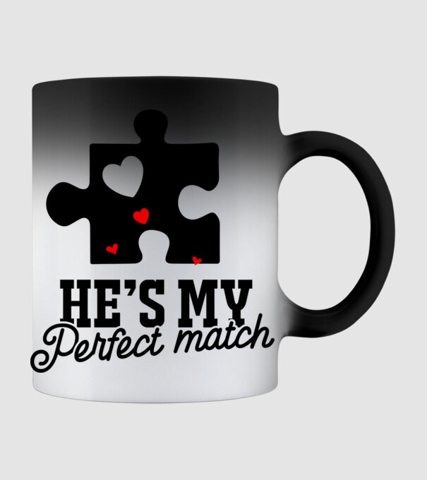 He is my perfect match model negru pe tricou