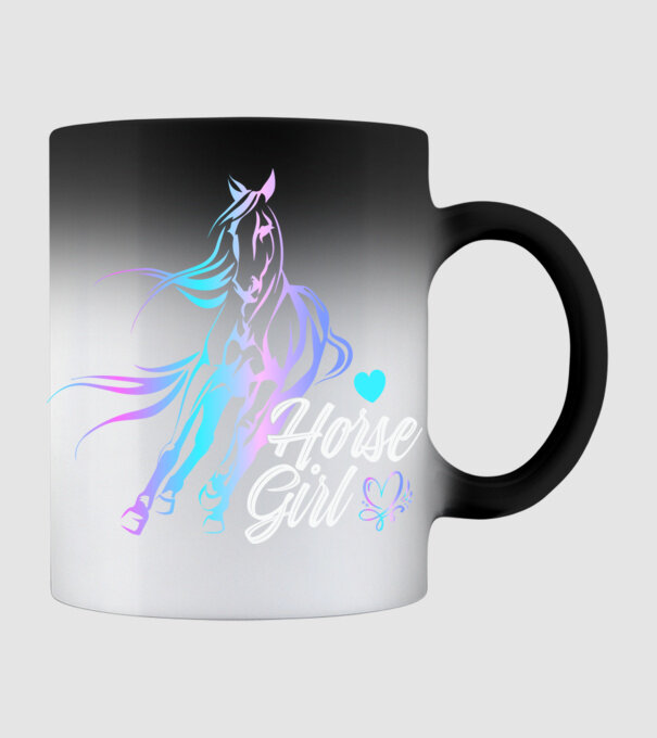 Horse girl 2 model negru pe tricou