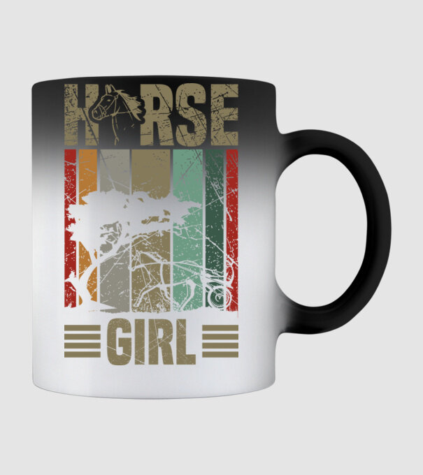 Horse girl model negru pe tricou