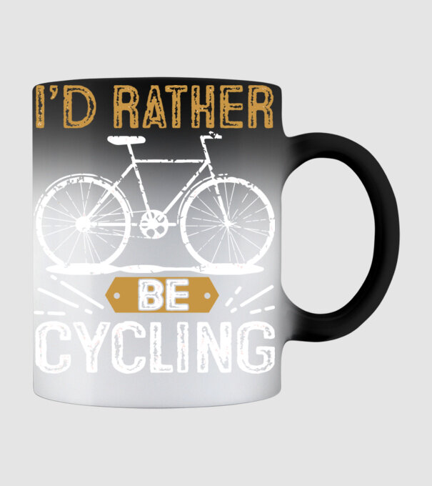 I'd rather be cycling model negru pe tricou