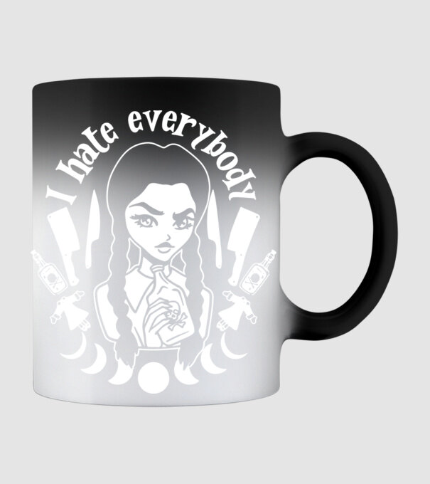 I hate everybody cartoon model negru pe tricou