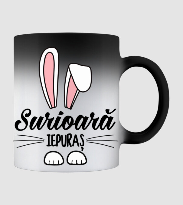 Iepuraș surioară model negru pe tricou