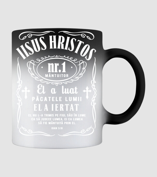 Iisus Hristos nr. 1 mântuitor El a luat păcatele lumii, El a iertat, El nu L-a trimis pe Fiul Său în lume ca să judece lumea, ci model negru pe tricou