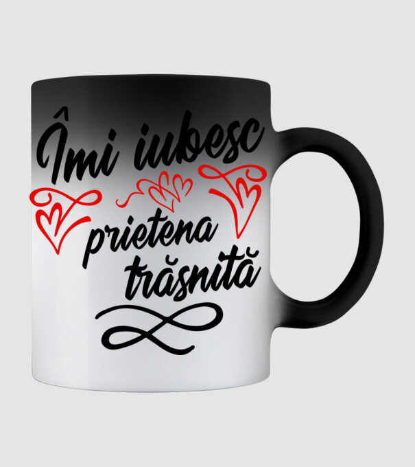Îmi iubesc prietena trăsnită model negru pe tricou