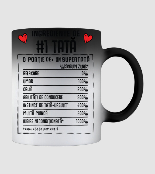 Ingrediente Tată model negru pe tricou