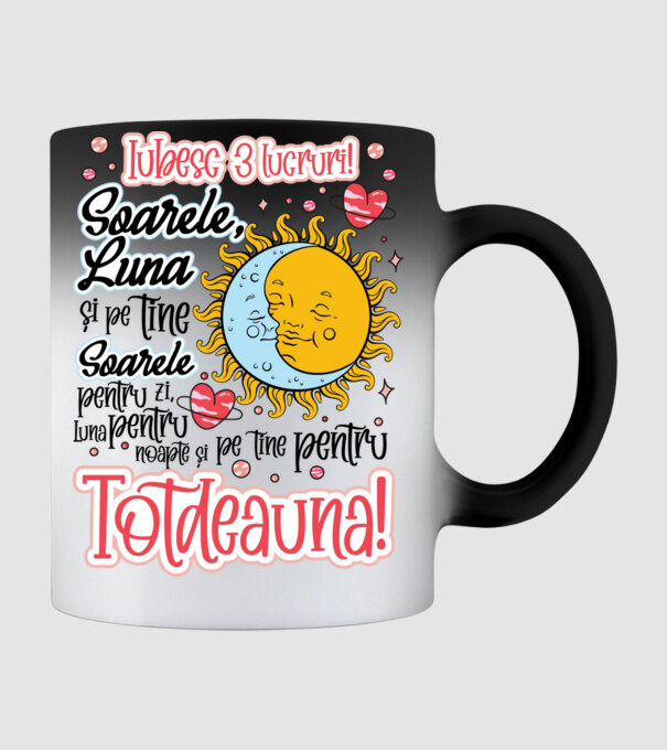 Iubesc 3 lucruri model negru pe tricou