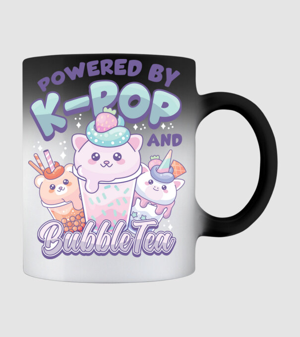 K-POP BUBBLE TEA model negru pe tricou