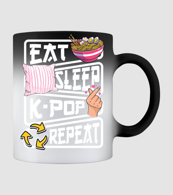 K-POP EAT SLEEP model negru pe tricou
