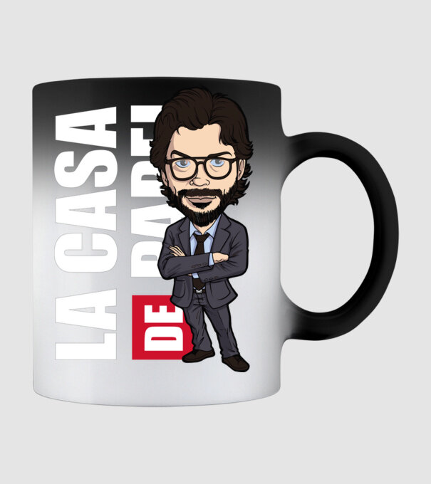 la cas de papel professor model negru pe tricou