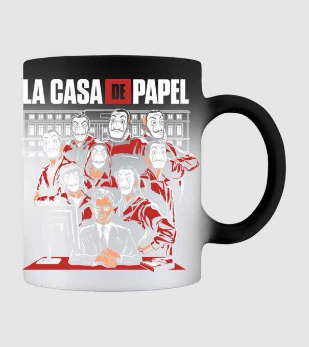 La casa de papel grupo model negru pe tricou