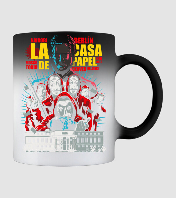 La casa de papel ilutración model negru pe tricou