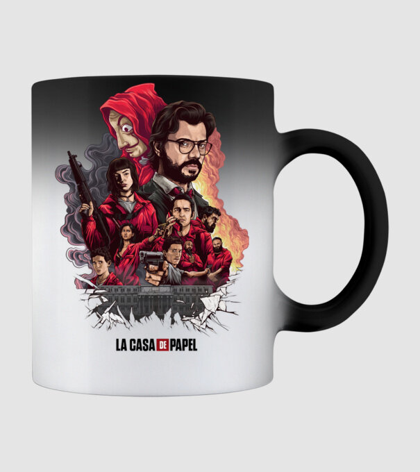 la casa de papel poster theme model negru pe tricou