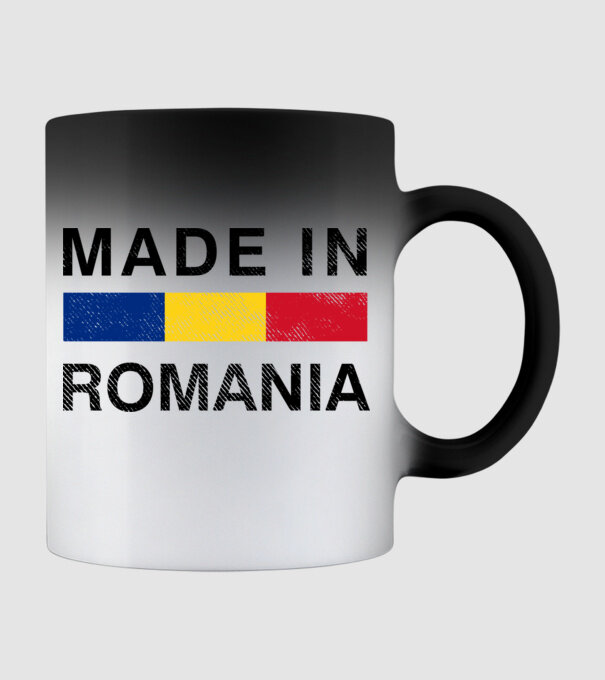 made in romania model negru pe tricou