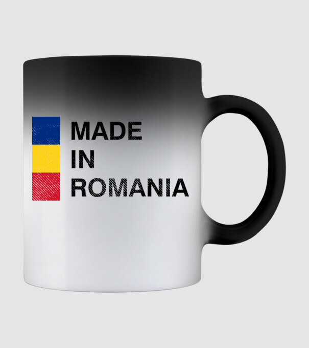 made in romania model negru pe tricou