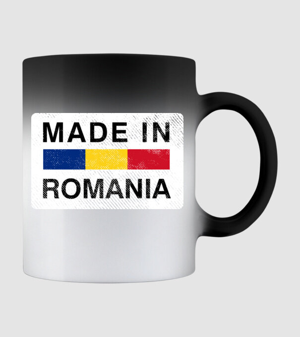 made in romania model negru pe tricou