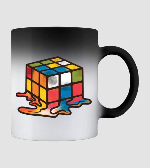 Melted Rubik model negru pe tricou