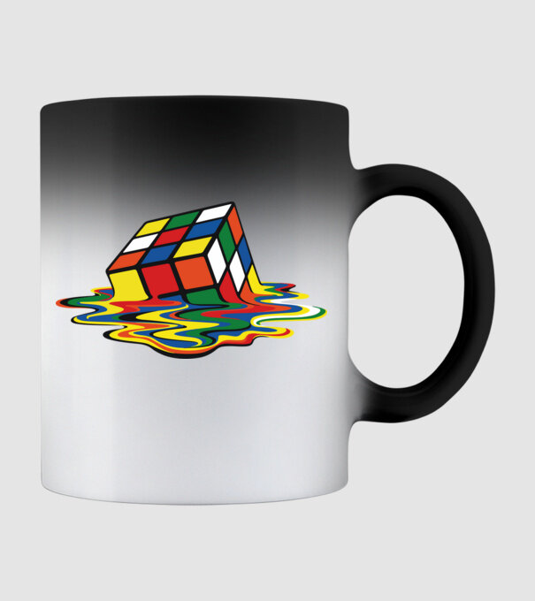 Melting Rubik model negru pe tricou