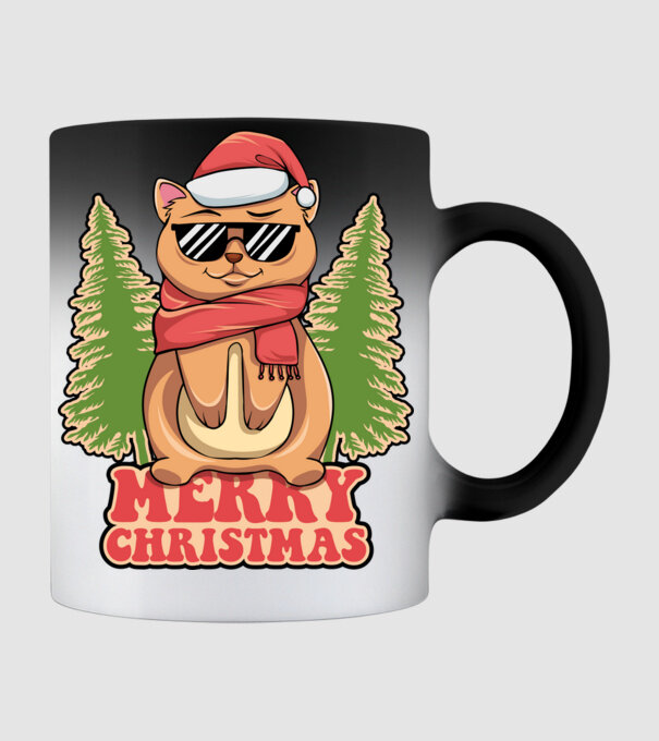 Merry christmas cat model negru pe tricou