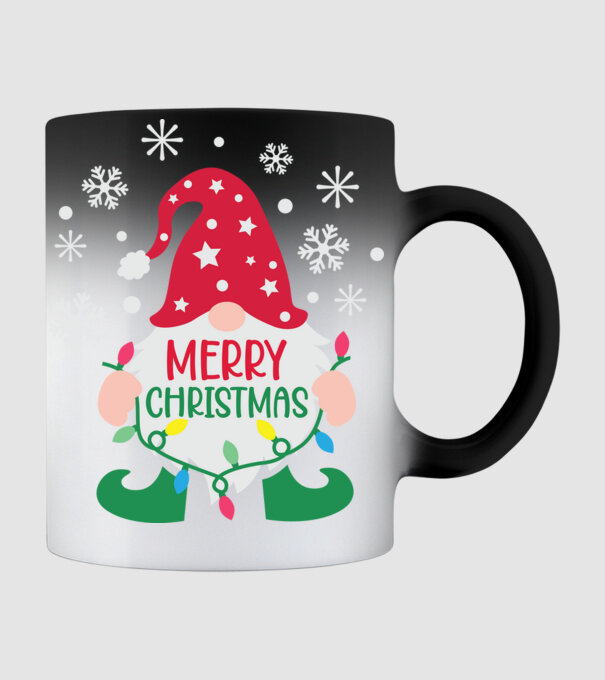 Merry christmas gnome model negru pe tricou